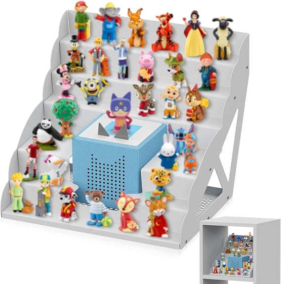 for Tonie Shelf Magnetic,Toniebox Storage for 30-50 Tonie Figures Storage, Characters and Toniebox for Girls and Boys in White(13.7" D x 12.7" W x 10.6" H)