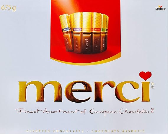Merci Finest Assortment of European Chocolates. 675grams / 23.8 ounce Value pack. 54 pieces of individually wrapped Fine European Chocolates.
