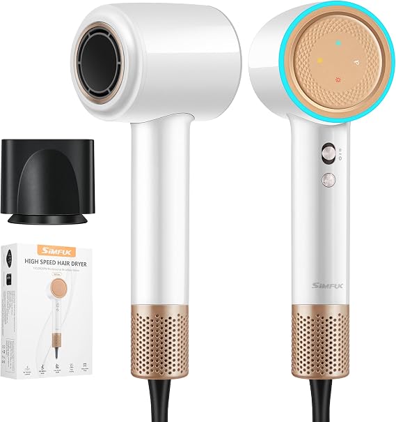 Hair Dryer 150000 RPM Super High Speed 500 Million Negative Ionic Blow Dryer Quiet Leafless Mini Powerful Fast Drying Hairdryer with 1 Nozzle for Home Professional Salon Travel