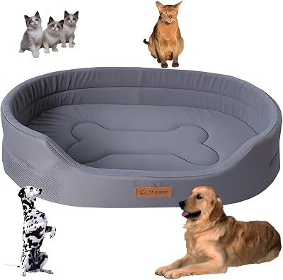 Large Dog Bed,Tough Dog Bed,kennels pens Dog Mat Cooling Double Sided Available All Seasons Big Size Large Dog Bed House Sofa Kennel Soft Fleece Pet Dog Cat Mat,Grey,XXL
