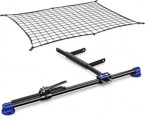 HitchMate Cargo Stabilizer Bar Full Size 59" to 73" with StabiLoad Divider Bar and Cargo Net