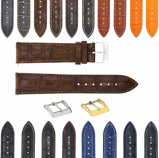 Ewatchparts 17-24mm Leather Watch Band Strap Compatible with Zenith