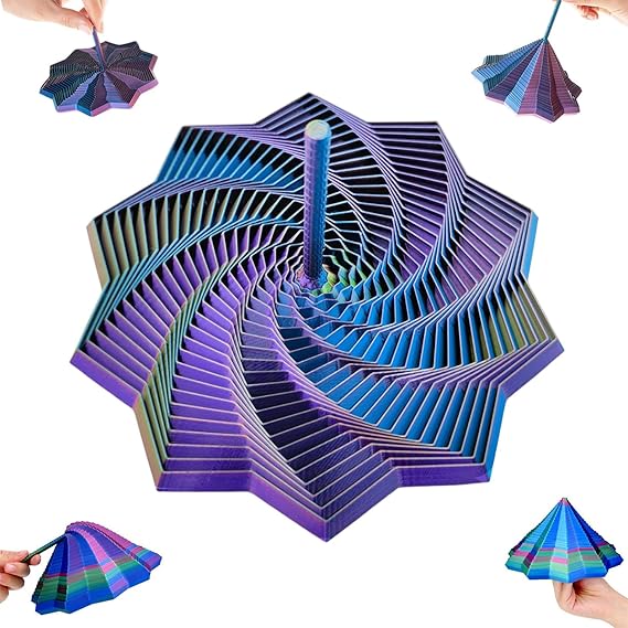 3D Printed Spiral Fidget Toy with Handle, 11cm Sensory Fidget Star