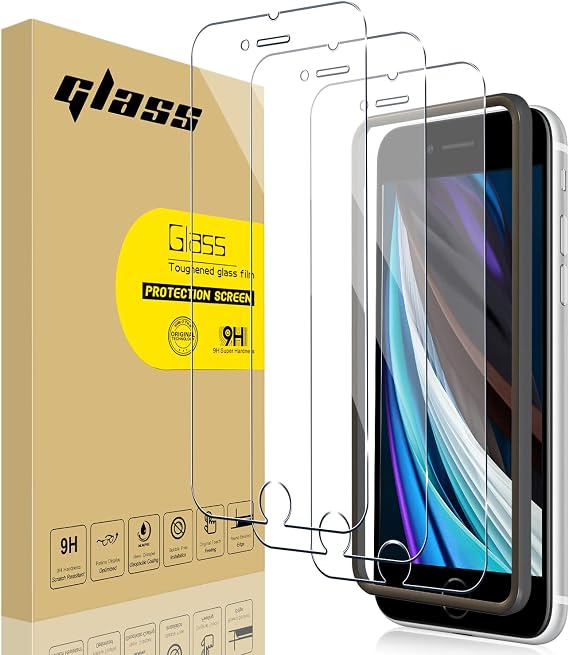Glass Screen Protector - [2.5D Round Edge] [9H Hardness] [High Definition] [Bubble Free] For iPhone SE 2 (2020 2nd)/ SE 3 (2022 3rd) Tempered Glass Screen Protector 3 Pack