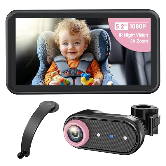 BM2A Baby Car Camera with Dashboard Arm Mount | Unobstructed Rearview Bundle
