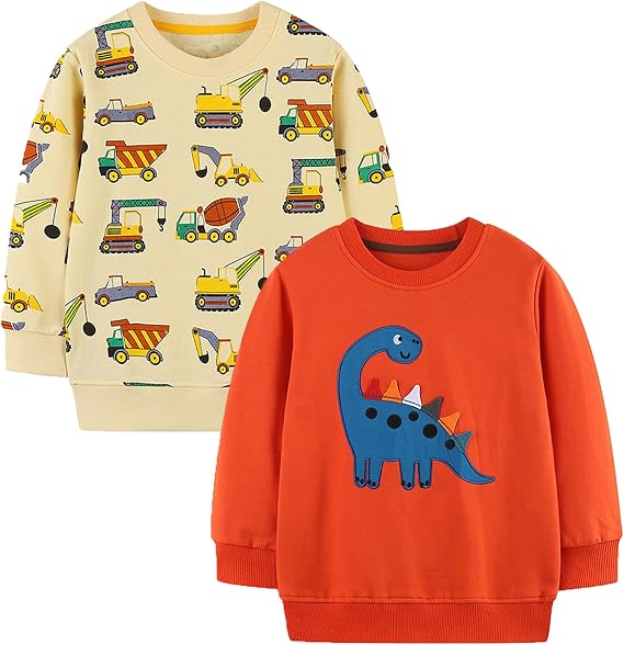 Toddler Boys Cotton Long Sleeve Pullover Crewneck Sweatshirts