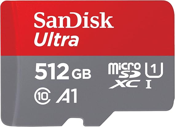 SanDisk 512GB Ultra microSDXC card + SD adapter, Memory card Full HD, up to 150 MB/s, For smartphones and Tablets, with A1 App Performance, UHS-I, Class 10, U1 | Adapter included, up to 150MB/s, UHS-I, U1, Class 10, A1, Full HD video