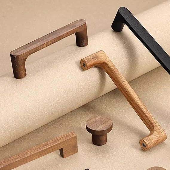 3" Modern Round Wood Drawer Pulls Handle Walnut Dresser Knob Oak Cabinet Pulls Handles Furniture Handles (White Oak, 3" Hole Centers)