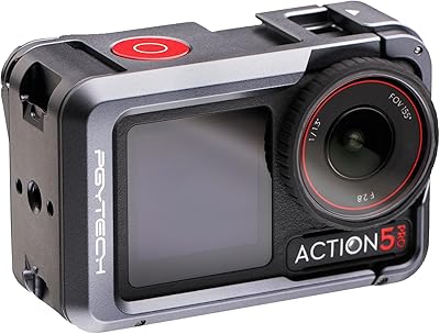 PGYTECH Camera Cage for DJI OSMO Action 5 Pro Aluminum Alloy Housing Vlogging Case Protective Frame with Magnetic Quick Release Connector, 14 Thread Hole, Cold Shoe for LightMicrophone Accessories