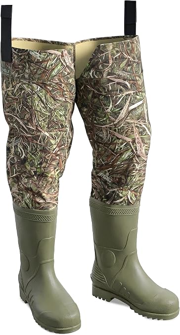 Foxelli Hip Waders Waterproof Camo Waders for Men & Women with Boots, Lightweight Wading Hip Boots for Fishing & Hunting