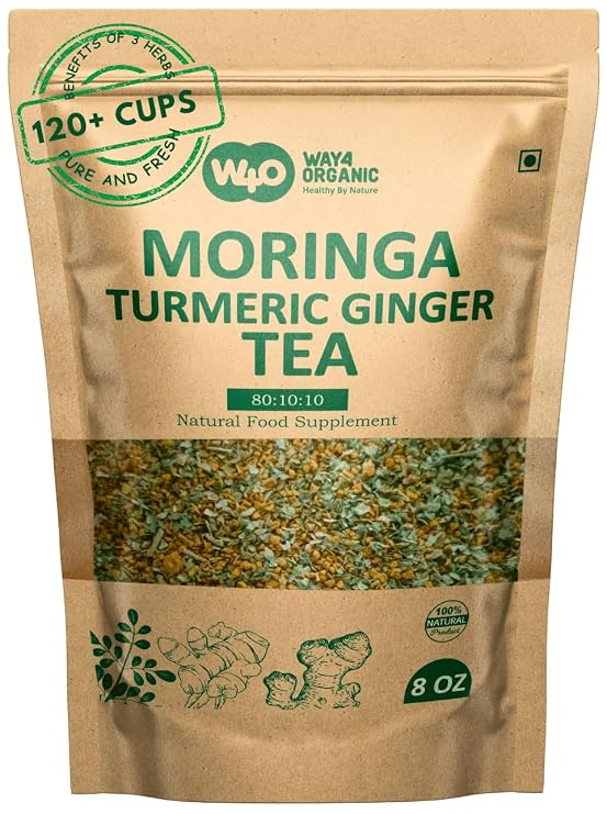 Moringa Tea with Turmeric and Ginger 8 oz, Boost Immunity, Aid in Digestion, Caffeine Free, One Tea with Multiple Benefits (Pack of 1)
