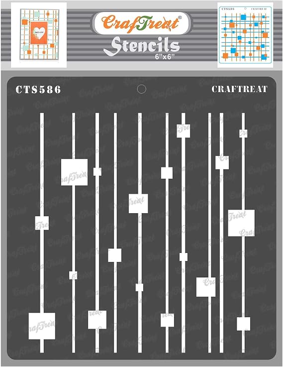 CrafTreat Reusable Geometric Stencils for Painting on Wood, Wall, Tile, Canvas, Paper, Fabric and Floor - Climbing ES Stencil - 6x6 Inches - DIY Art and Craft Stencils - Square Stencil