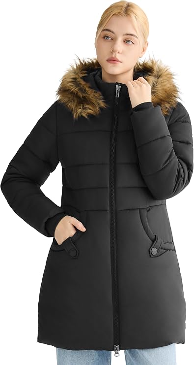 Orolay CHIIONE Women Winter Coat Thicken Faux Fur Hood Puffer Jacket
