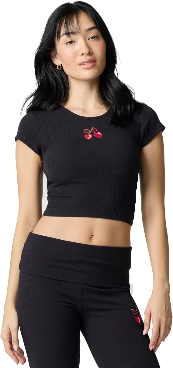 Florence by Mills Women's Rib Cherry Short Sleeve Tee