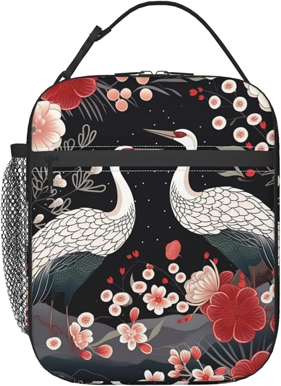 Insulated Lunch Bag Reusable Leakproof Lunch Box Large Capacity Lunch Cooler Totes Flying Birds Crane Heron Meal Bags For Women Men Work Office Picnic Travel