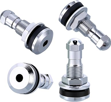 TecUnite 4 Pack Metal Valve Stem TR-416-S 1 Inch Outer Mount Fits 0.453 and 0.625 Inch Rim Holes