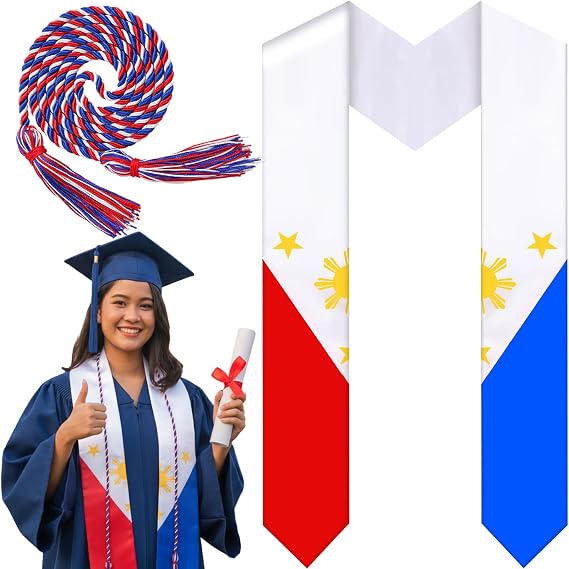 JaGely Country Flag Graduation Stole Sash Honor Cords Class of 2026 First Generation Grad Stole for International Students