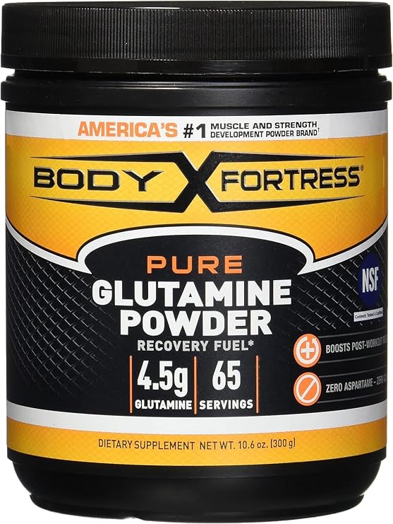 Body Fortress 100% Pure Glutamine Powder, 300g Jar 1ct, Nutrient Replenishment Powder for Post-Workout Recovery Glutamine Supplement