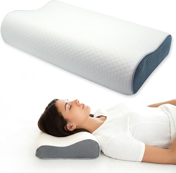 Cervical Pillow for Neck Pain Relief, Memory Foam Neck Pillow for Sleeping, Pillow for Side Sleeper, for Neck and Shoulder Pain, for Neck Support, Thin, Queen (19.7"11.8"3.9"/2.8")