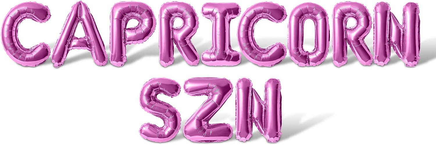 Letter Balloons - CAPRICORN SZN 16 Inch Alphabet Letters Foil Mylar Balloon December or January Birthday Party Balloon Banner Pink
