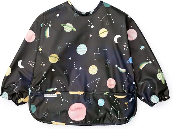 Loulou Lollipop Long Sleeve Mess Free Waterproof Bibs, for baby boys and girls 6-36 Months, Machine Washable, Travel Friendly