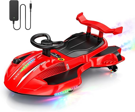 12V Electric Wiggle Car for Kids, Ride On Toy Gifts for Age 3+,Red