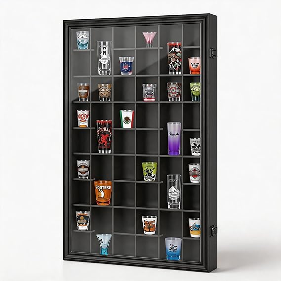 46 Shot Glass Display Case Shot Glass Holder Black