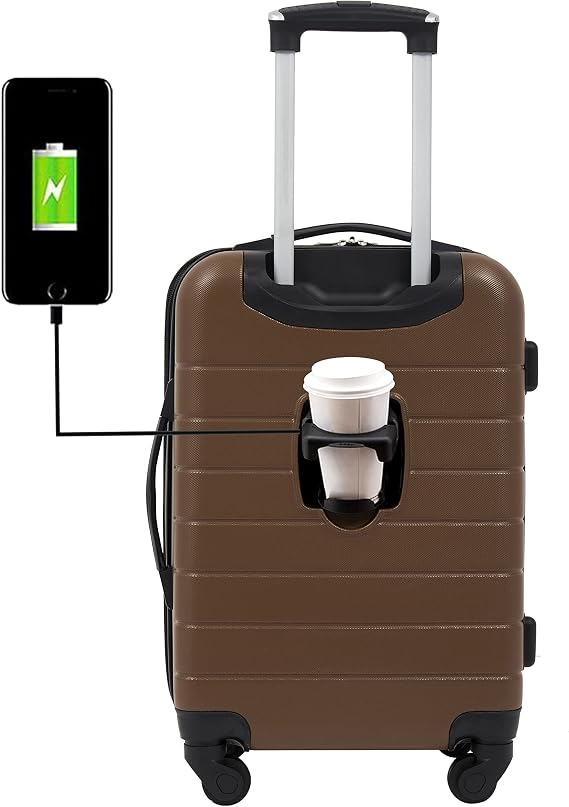 Wrangler Smart Spinner Hardside Luggage, 22-Inch Carry-On, Toffee