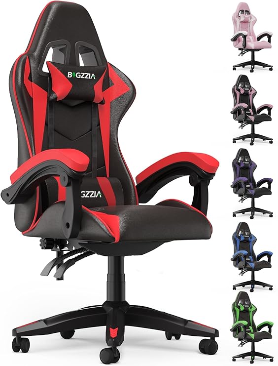 Bigzzia Gaming Chair Reclining PC Chair Ergonomic Design with Cushion