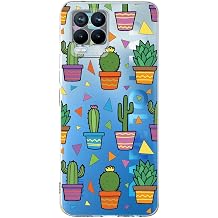 PrintiFy Realme 8 Pro ile Uyumlu 1mm Slim Fit Water Color 4 Baskılı Şeffaf Kılıf