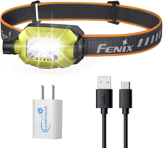 Fenix WH23R Headlamp Rechargeable Headlamp, 600 Lumens LED Headlamp, Dual LED Headlamp, Running Headlamp, IP66 Water Resistance, with a Wall Plug