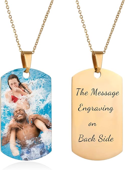 RWQIAN Personalized Heart Locket Necklace Custom Photo Locket Necklace for Women Picture Locket Pendant Necklace Engraved Any Text & Symbols Customized Lockets