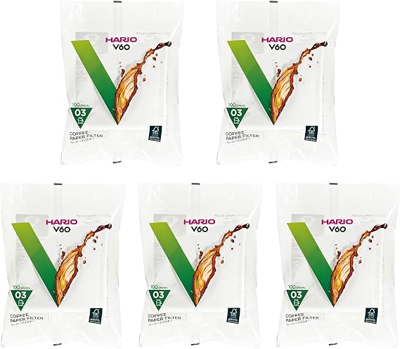 HARIO VCF-03-100W Paper Filter for V60, 03W, 1 to 6 Cups, 500 Sheets, White