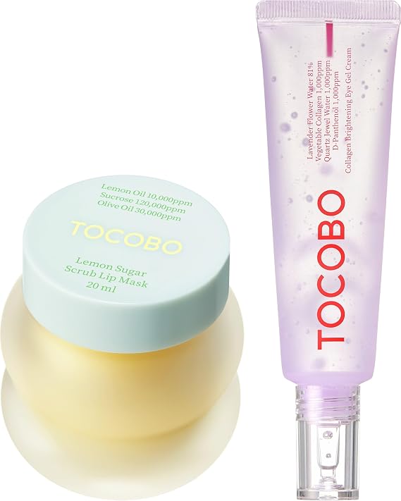 TOCOBO Collagen Brightening Eye Gel Cream + Lemon Sugar Lip Mask Bundle
