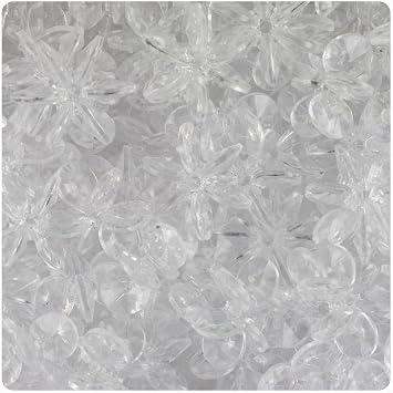 BeadTin Crystal Transparent 18mm Sunburst Plastic Craft Beads (135pcs)