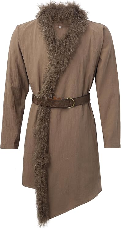 Medieval Long Coat Jacket Fur Pirate Renaissance Surcoat Tunic Thin Tops Costume For SCA LARP
