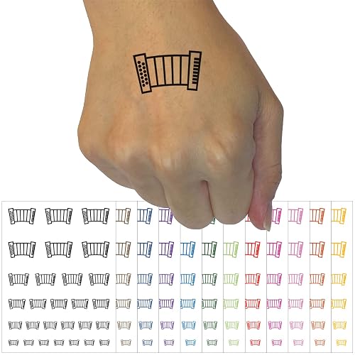 Accordion Music German Oktoberfest Temporary Tattoo Water Resistant Fake Body Art Set Collection - Brown One Sheet
