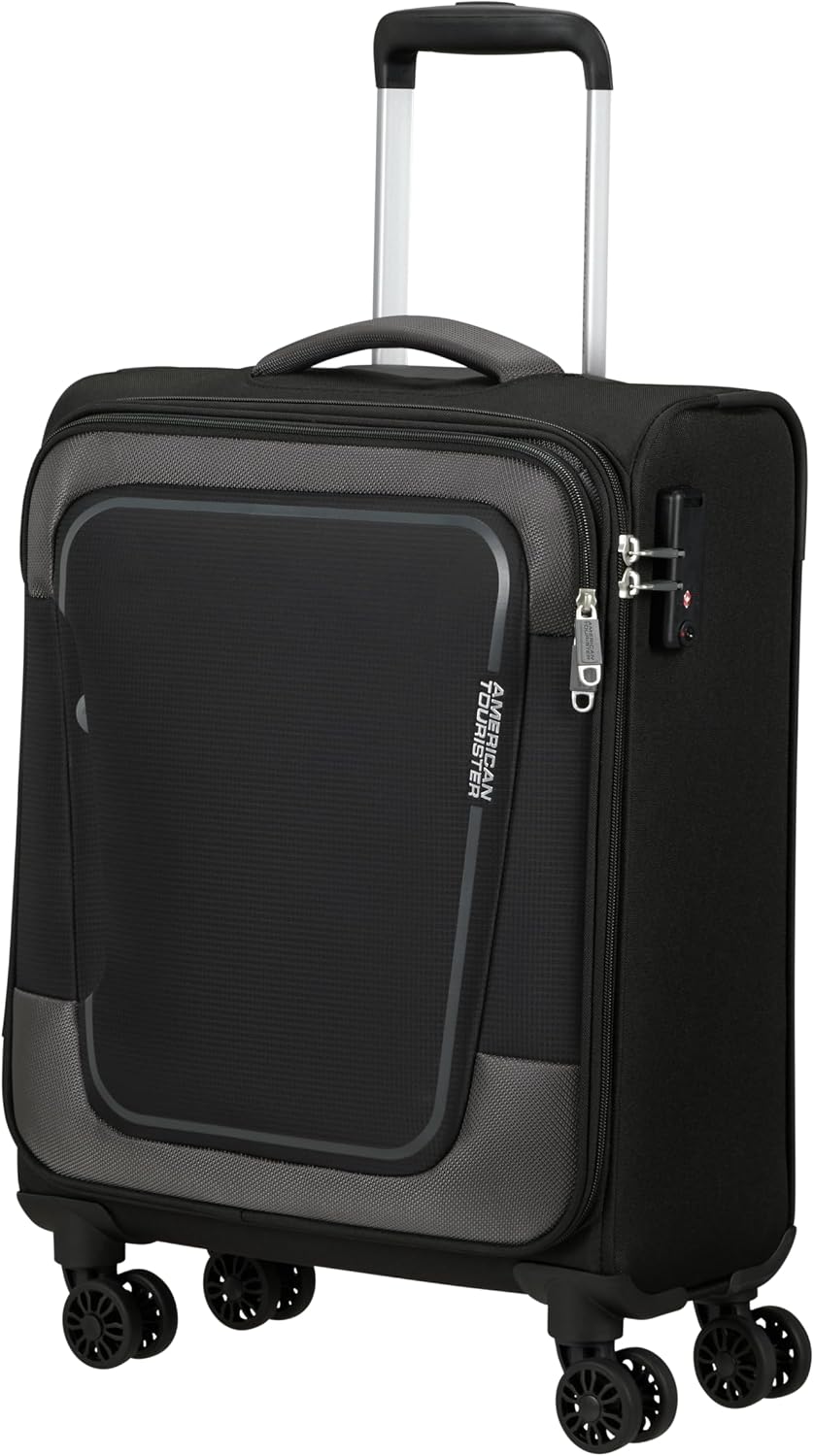 American Tourister Pulsonic - Spinner S, Expandable Hand Luggage, 55 cm, 40.543.5 L, Black Asphalt Black