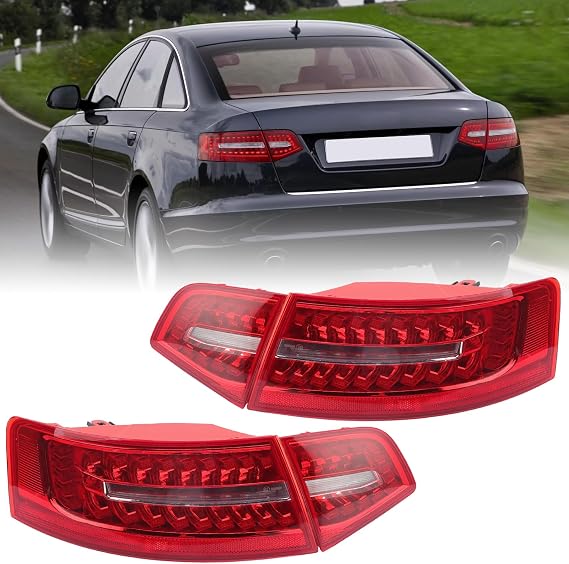 LED Outer Inner Tail Light Compatible with AUDI A6 C6 Sedan 2009 2010 2011 Rear Lamp Tailllight Brake Lights Left and Right Side 4PCS