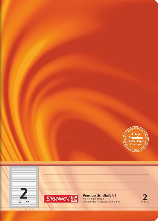 Brunnen 104440202 Premium Exercise Book DIN A4 32 Sheets Double Exercise Book