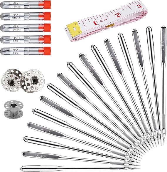 Sewing Machine Needles, 50PCS Universal Sewing Machine Needle, Compatible with Singer, Brother, Janome, Sizes HAX1 65/9, 75/11, 90/14, 100/16, 110/18