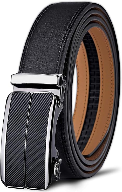 BULLIANT Men's Ratchet Leather Belt Trimmable 1 3/8-Gift Boxed