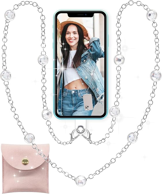 CALDEVER Crossbody Phone Lanyard Chain Cellphone Accessories Hands-Free Cell Phone Strap Works with All Phones