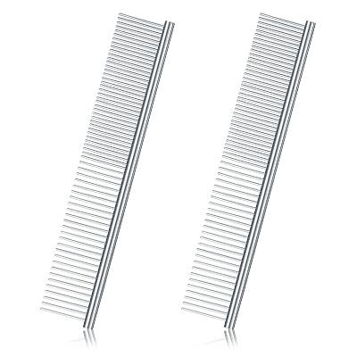 2 Pieces Macrame Comb and Tassel Brush Kit - Stainless Steel Combs for Pet Grooming, Macrame Fringe Cord and Supplies Silver