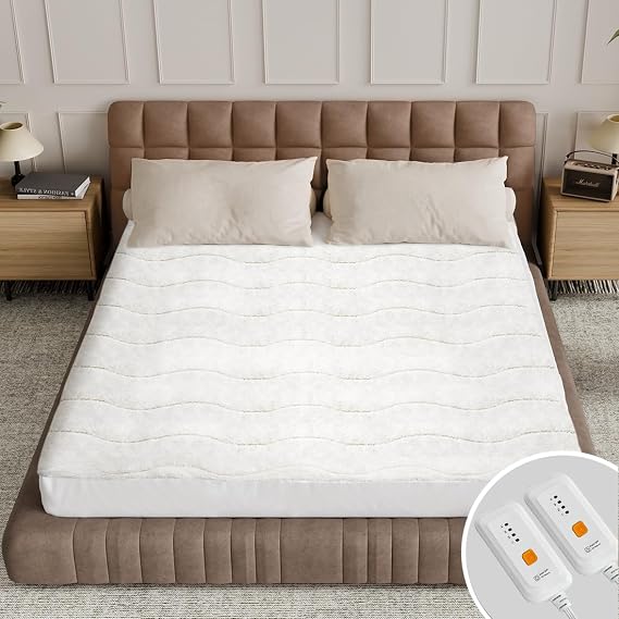 Templewet Heated Mattress Pad King Size - Dual Control Electric Mattress Pad with 4 Heat Settings & 10 Hour Auto Off,Bed Warmer Mattress Cover 15" Deep Pocket,ETL Certified,Machine Washable,78"x80"