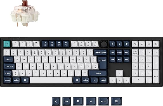 Keychron Q6 Max QMK/VIA Bluetooth Wireless /2.4 GHz/USB-C Wired Custom Mechanical Keyboard DE-ISO Full Size Programmable Knob RGB Backlit Hot-Swappable Gateron Brown Switch