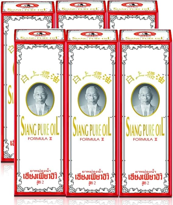 Siang Pure White Oil - Peppermint Menthol Oil for Muscles and Joints - Natural Muscle Rub for Body and Joints(Pack of 6)