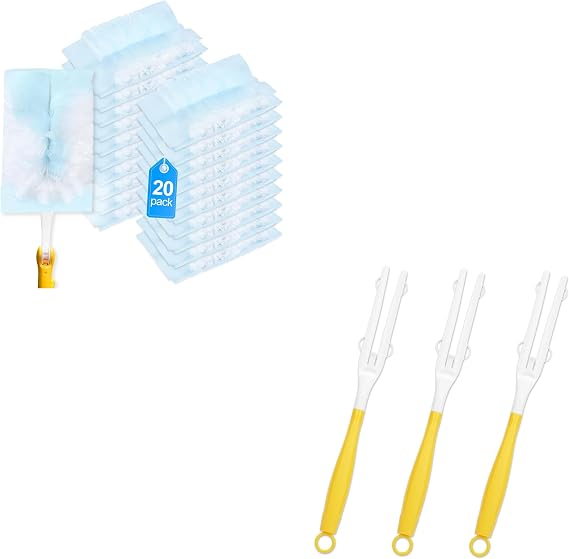 20+3 Pack Duster Refill Compatible with Swiffer Hand Duster with 3 Replacement Duster Handles, Unscented Disposable Heavy Duty Duster Refills, Dusters Refills for Cleaning, Blinds & Ceiling F