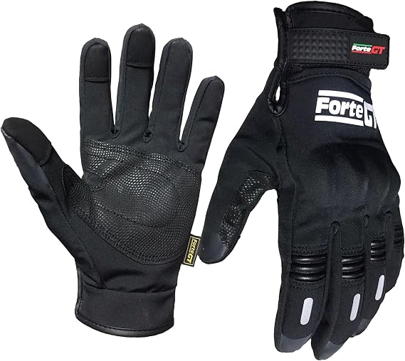 FORTE GT 07 Softshell Motosiklet Eldiveni, Rüzgar Geçirmez ve Su İtici Kumaş, Dokunmatik Ekran Uyumlu, Avuç İçi Takviyeli ve Korumalı Sürüş Eldiveni, Unisex Tasarım (Small)