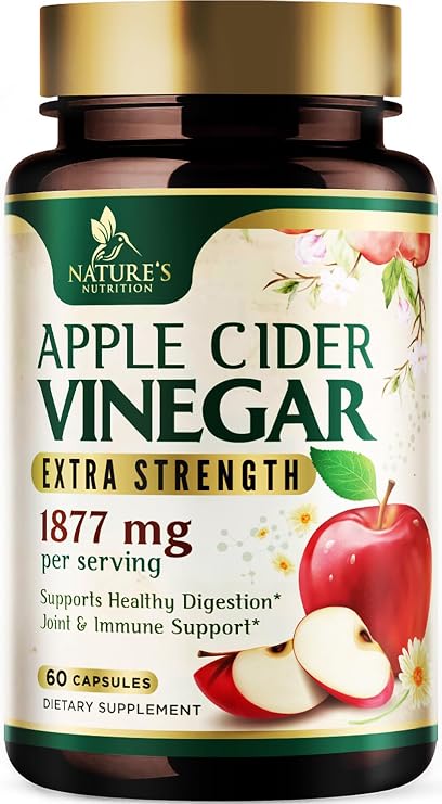 Apple Cider Vinegar Capsules 1877mg per Serving - Extra Strength Detox & Cleanse with Vitamin D & Zinc - Premium ACV, Joint Natural Digestion & Immune Support - Vegetarian Supplement - 60 Capsules